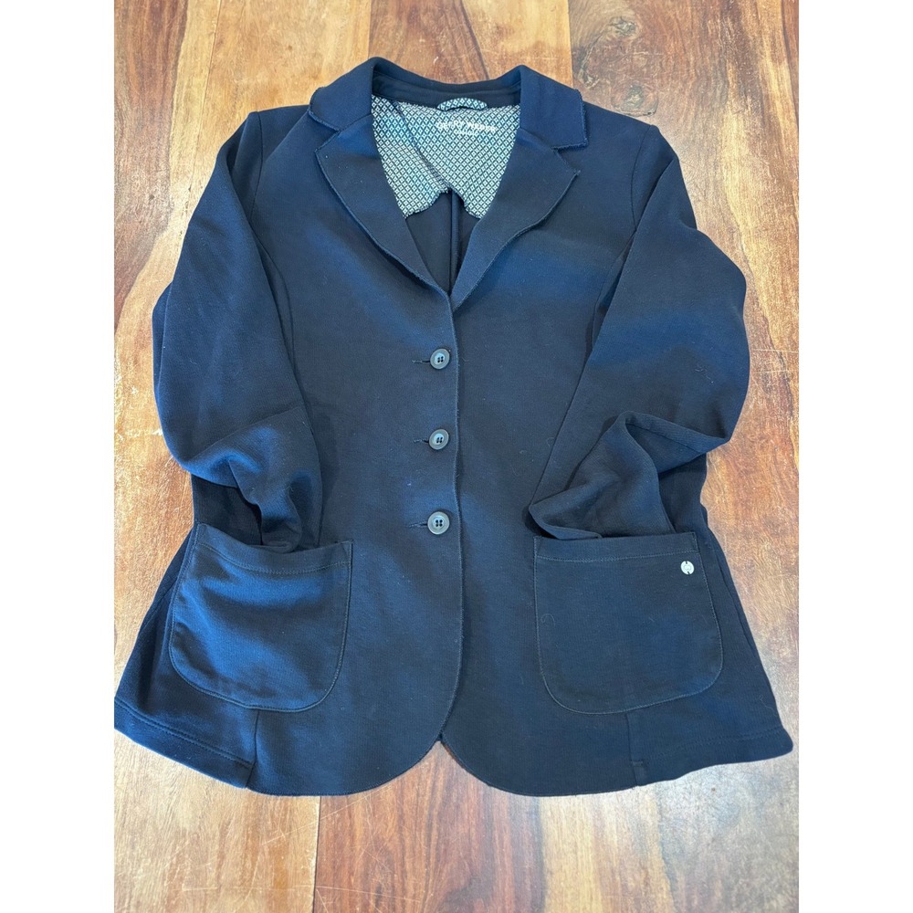 GERRY WEBER Casual blazer women size M black knit jersey 3-button jacket office